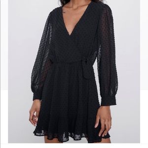 Zara Black Dotted Sheer Dress